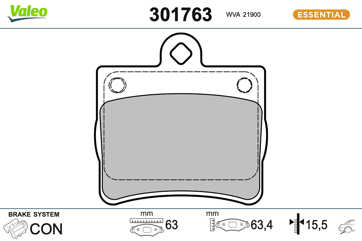 Jeu de 4 plaquettes de frein VALEO ref. 301763